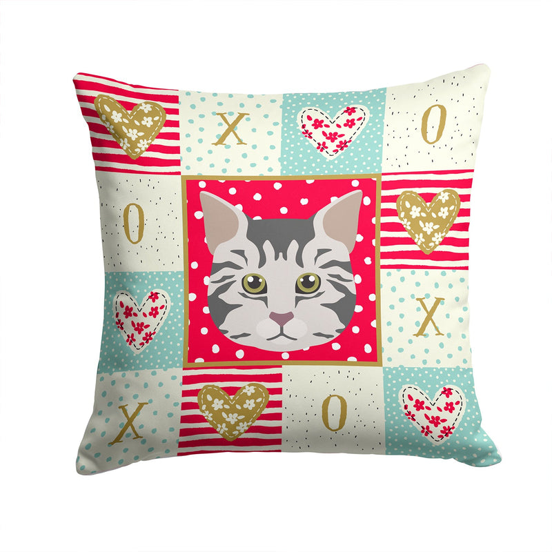 American Bobtail Cat Love Fabric Decorative Pillow CK5079PW1414