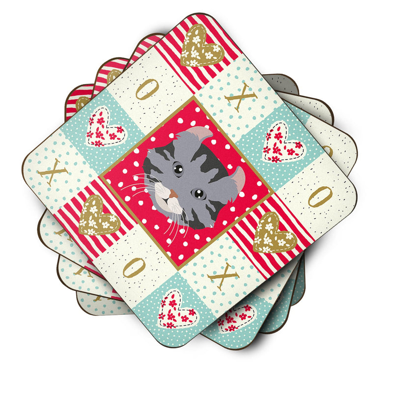 American Curl Cat Love Coasters - Set of 4 Lightweight Foam, Absorbent Drink Coasters  CK5080FC