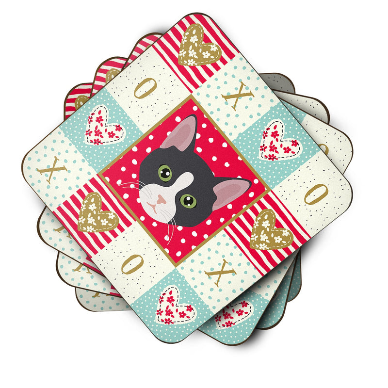 American Polydactyl Cat Love Coasters - Set of 4 Lightweight Foam, Absorbent Drink Coasters  CK5081FC