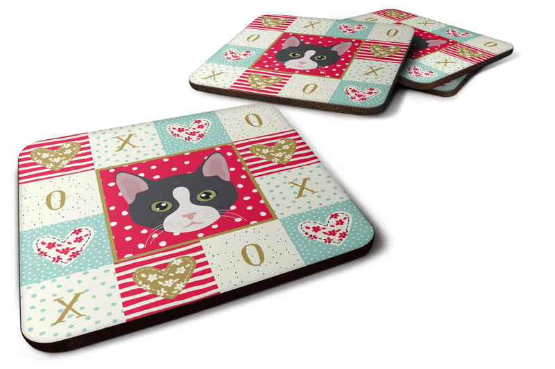 American Polydactyl Cat Love Coasters - Set of 4 Lightweight Foam, Absorbent Drink Coasters  CK5081FC