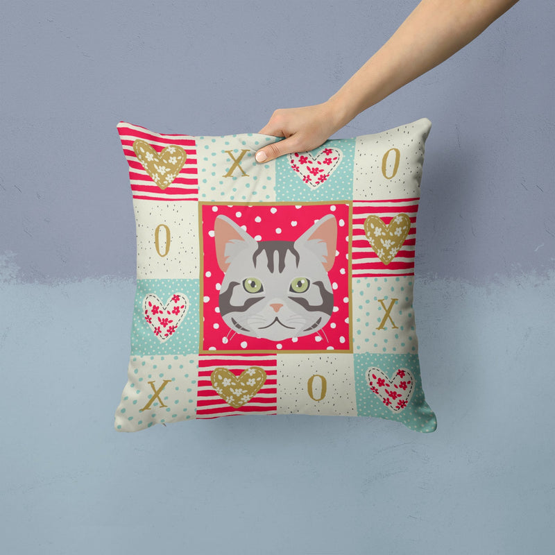 American Shorthair Cat Love Throw Pillow - 14x14 Decorative Pillow – Art for Your Home & Patio CK5082PW1414
