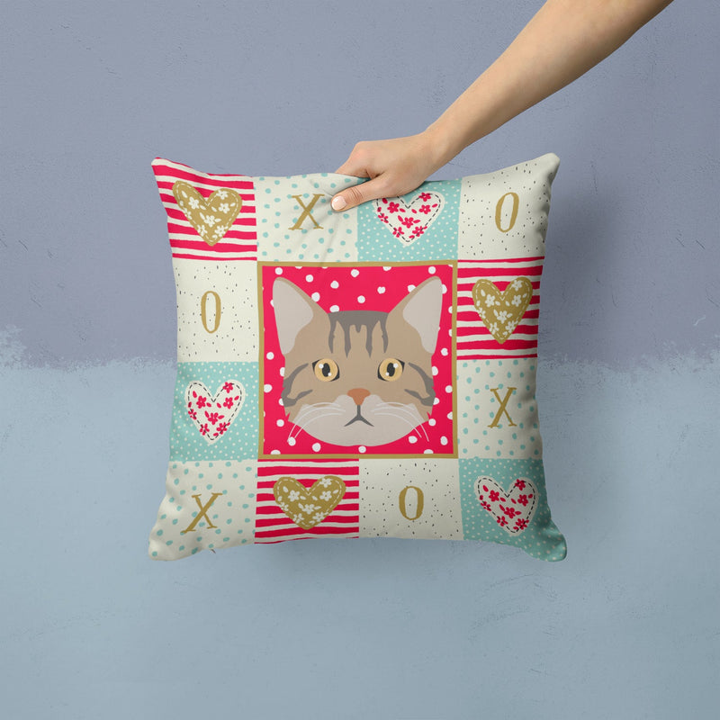 American Wirehair Cat Love Fabric Decorative Pillow CK5083PW1414