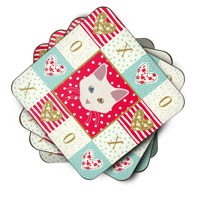 Aphrodite Giant Cat Love Coasters - Set of 4 Lightweight Foam, Absorbent Drink Coasters  CK5084FC