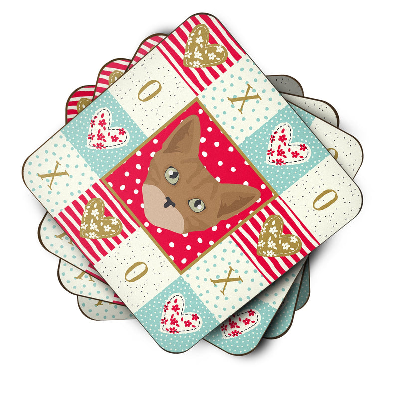 Australian Mist Cat Love Coasters - Set of 4 Lightweight Foam, Absorbent Drink Coasters  CK5086FC