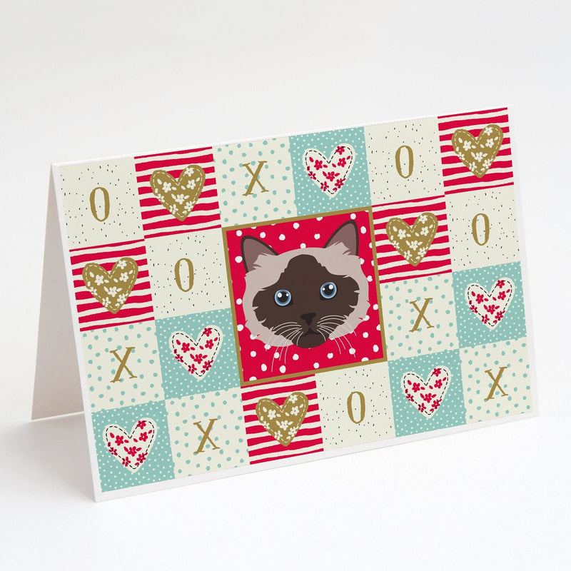 Birman Cat Love Greeting Cards and Envelopes Pack of 8