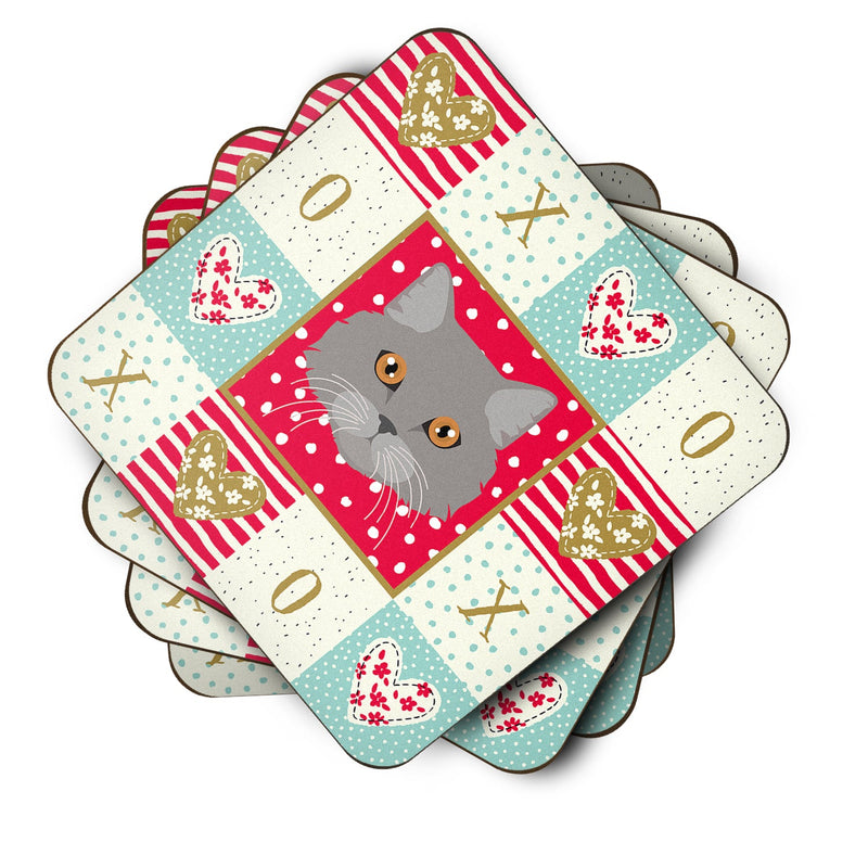 Brazilian Longhair Cat Love Coasters - Set of 4 Lightweight Foam, Absorbent Drink Coasters  CK5093FC