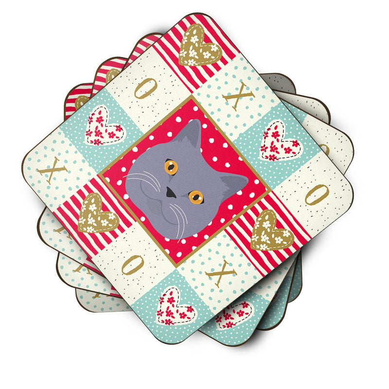 British Shorthair Cat Love Coasters - Set of 4 Lightweight Foam, Absorbent Drink Coasters  CK5095FC