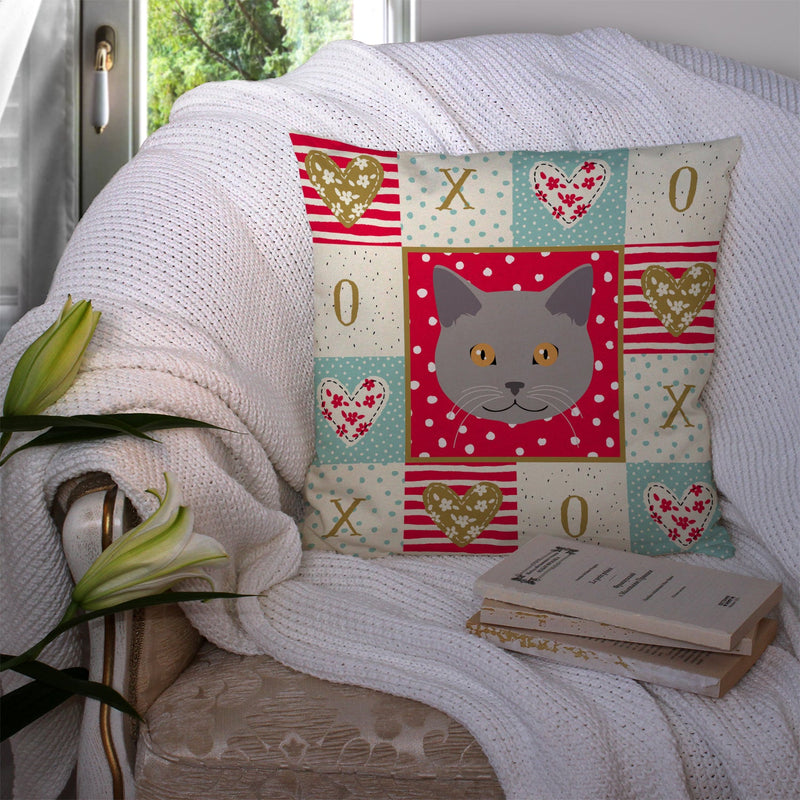 Chartreux Cat Love Throw Pillow - 14x14 Decorative Pillow – Art for Your Home & Patio CK5100PW1414