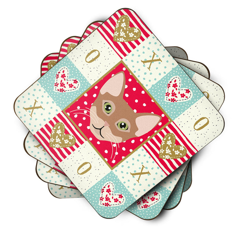 Chausie Cat Love Coasters - Set of 4 Lightweight Foam, Absorbent Drink Coasters  CK5101FC