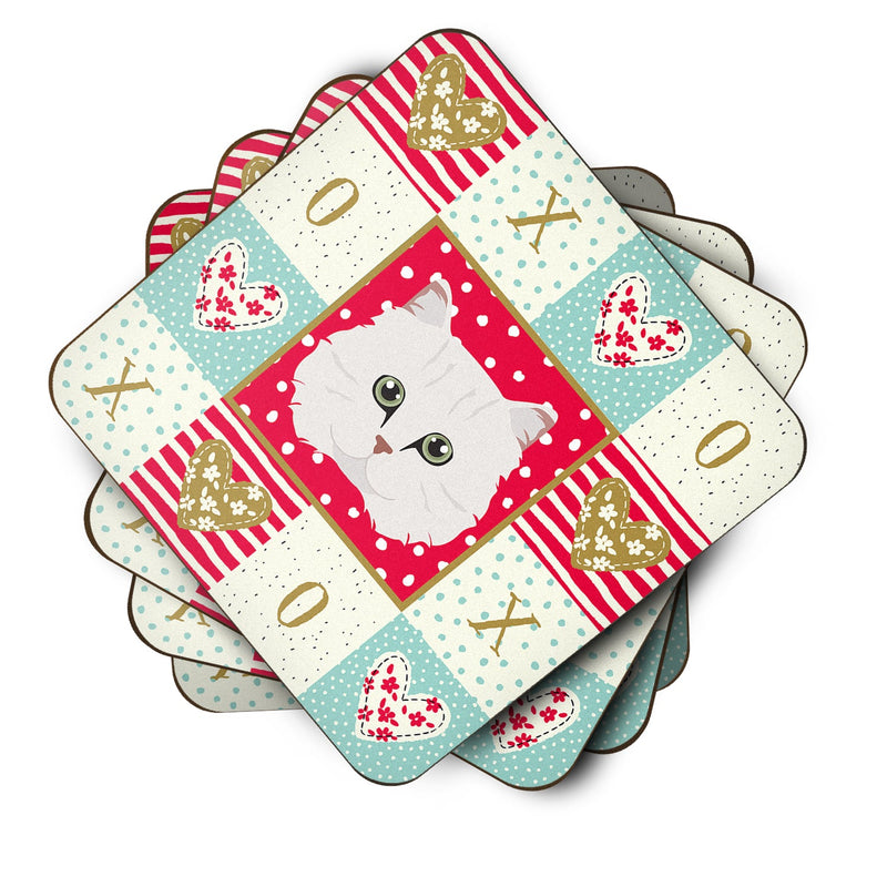 Chinchilla Persian Longhair Cat Love Coasters - Set of 4 Lightweight Foam, Absorbent Drink Coasters  CK5103FC