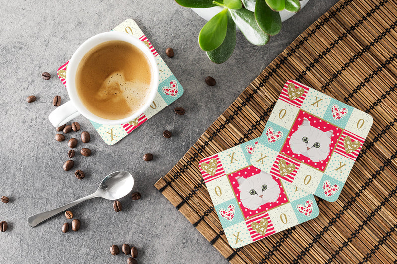 Chinchilla Persian Longhair Cat Love Coasters - Set of 4 Lightweight Foam, Absorbent Drink Coasters  CK5103FC