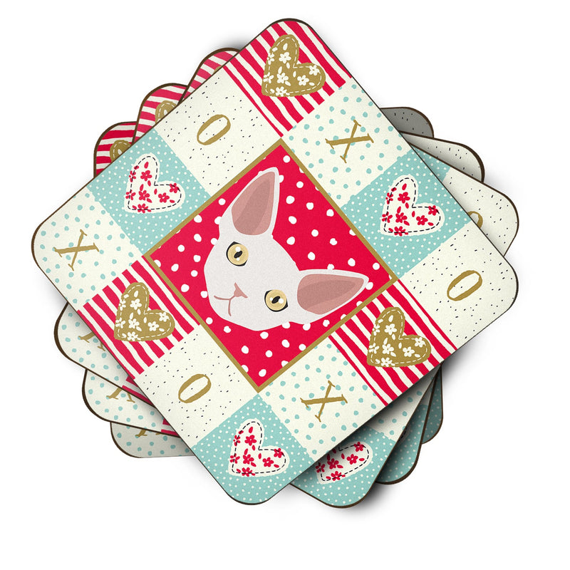 Devon Rex Cat Love Coasters - Set of 4 Lightweight Foam, Absorbent Drink Coasters  CK5110FC