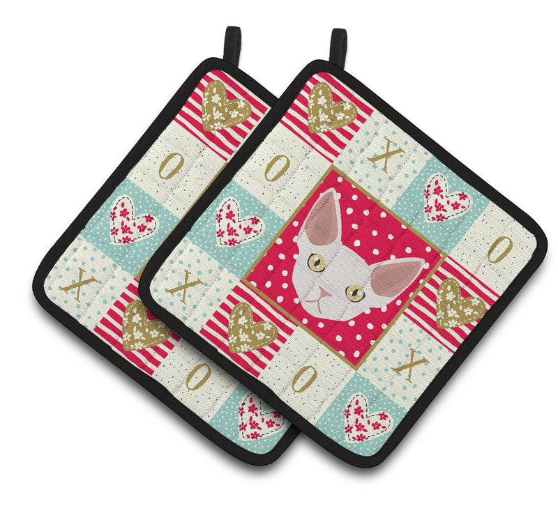 Devon Rex Cat Love Pair of Pot Holders CK5110PTHD