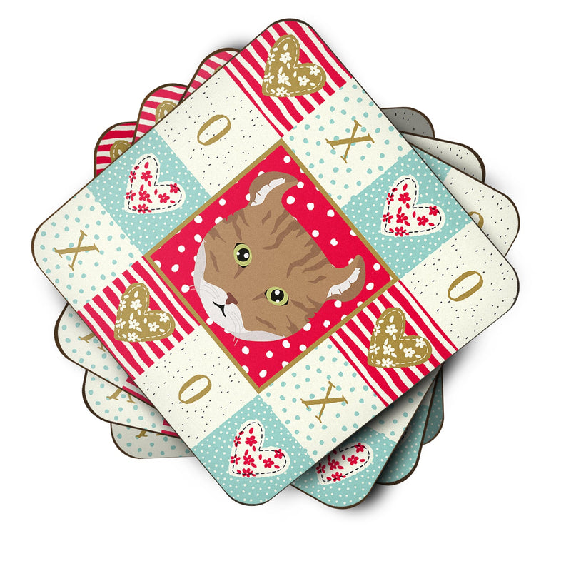 Highlander Lynx Cat Love Coasters - Set of 4 Lightweight Foam, Absorbent Drink Coasters  CK5121FC