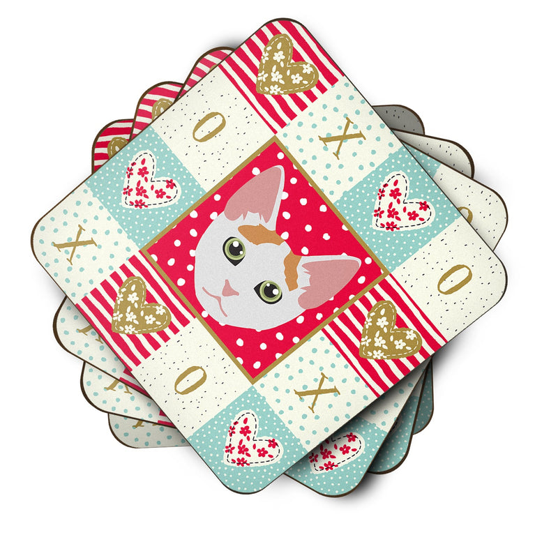 Japanese Bobtail Cat Love Coasters - Set of 4 Lightweight Foam, Absorbent Drink Coasters  CK5122FC