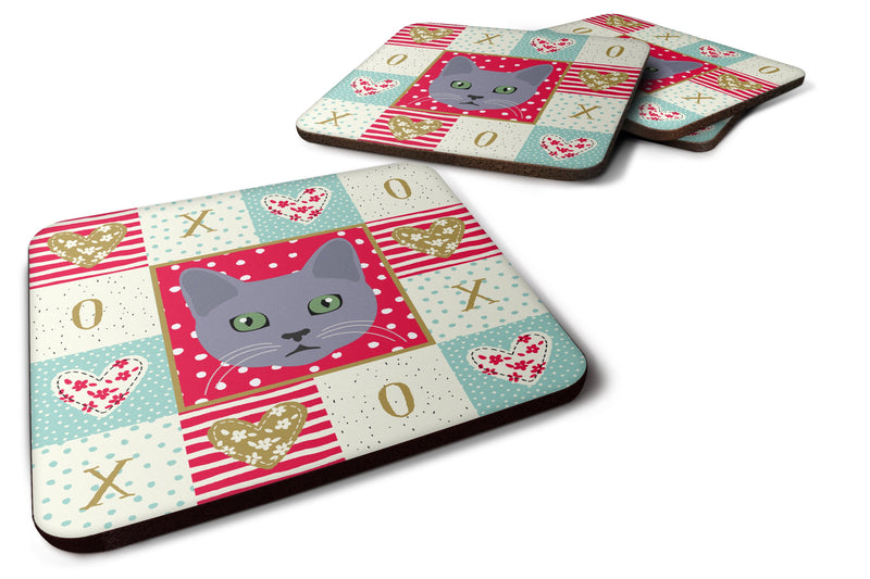 Korat Cat Love Coasters - Set of 4 Lightweight Foam, Absorbent Drink Coasters  CK5124FC
