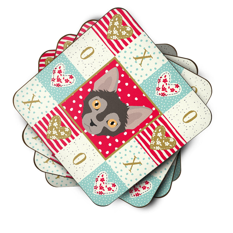 Lykoi Cat Love Coasters - Set of 4 Lightweight Foam, Absorbent Drink Coasters  CK5128FC