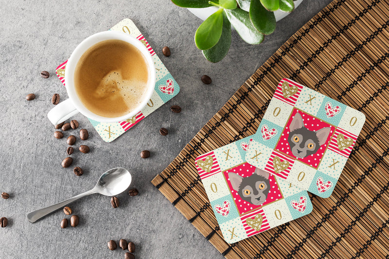 Lykoi Cat Love Coasters - Set of 4 Lightweight Foam, Absorbent Drink Coasters  CK5128FC