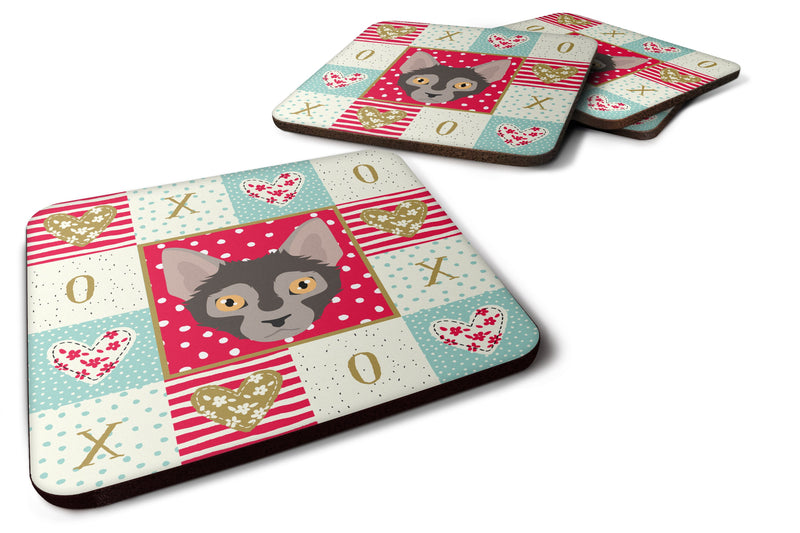Lykoi Cat Love Coasters - Set of 4 Lightweight Foam, Absorbent Drink Coasters  CK5128FC