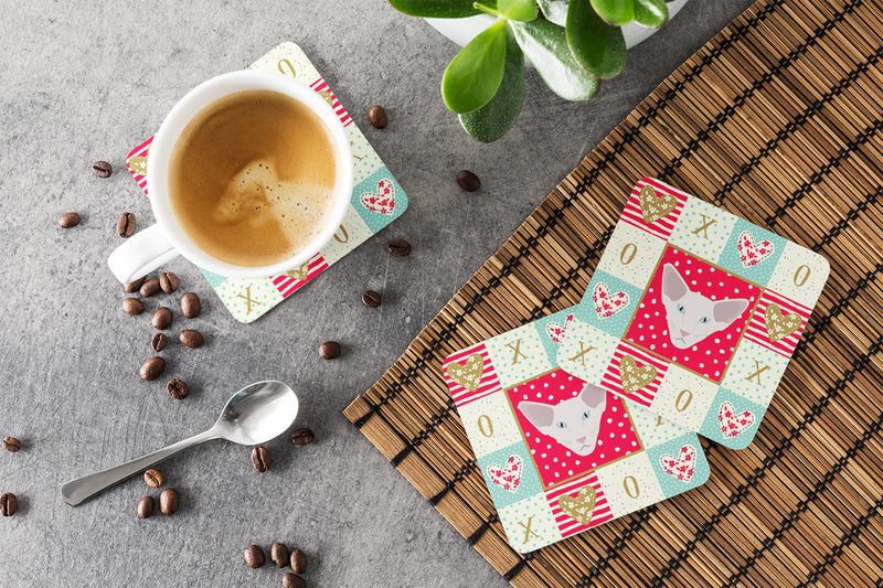 Oriental Longhair Cat Love Coasters - Set of 4 Lightweight Foam, Absorbent Drink Coasters  CK5142FC