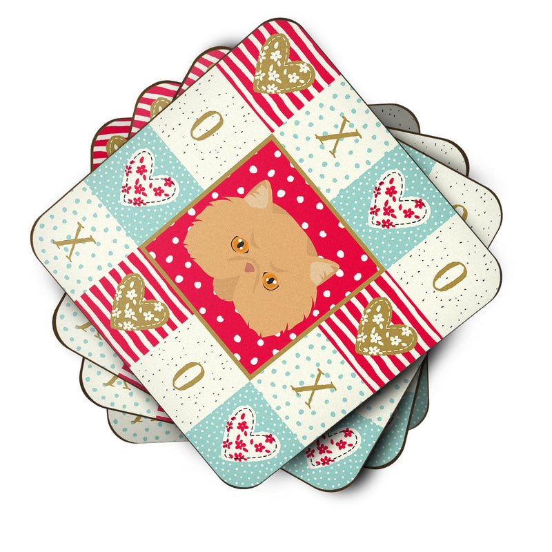 Persian Modern Cat Love Coasters - Set of 4 Lightweight Foam, Absorbent Drink Coasters  CK5146FC