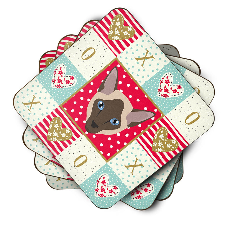 Siamese Modern Cat Love Coasters - Set of 4 Lightweight Foam, Absorbent Drink Coasters  CK5162FC