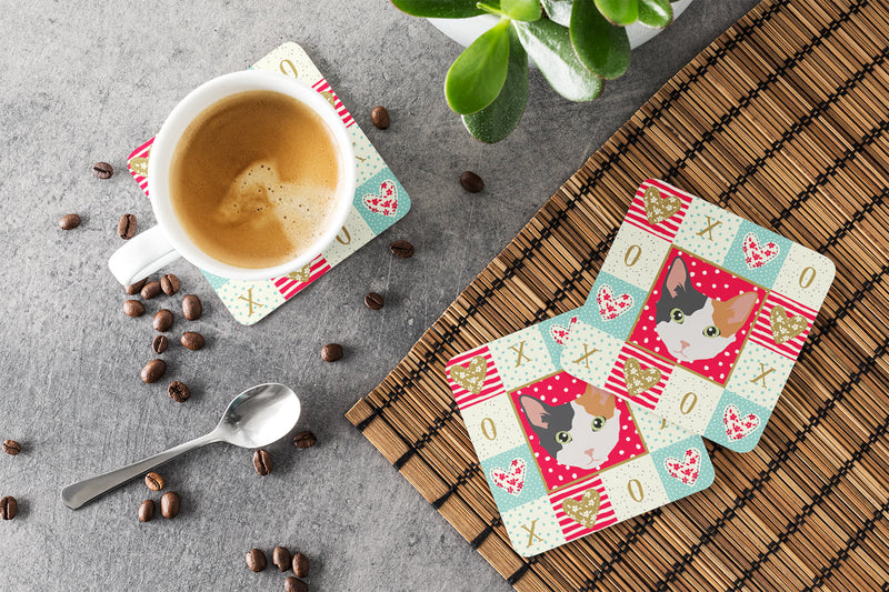 Skookum Cat Love Coasters - Set of 4 Lightweight Foam, Absorbent Drink Coasters  CK5166FC