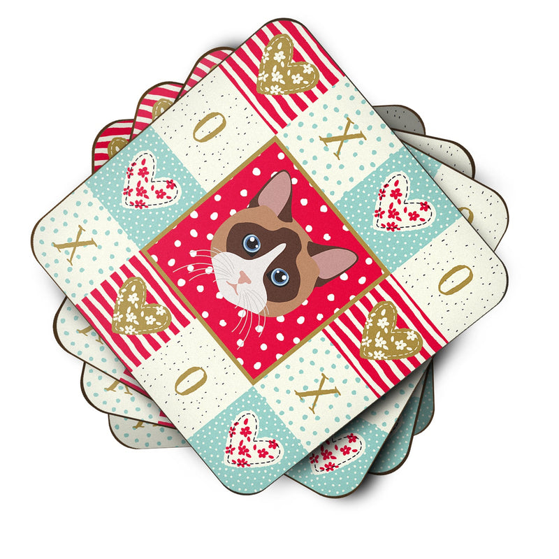 Snowshoe Cat Love Coasters - Set of 4 Lightweight Foam, Absorbent Drink Coasters  CK5167FC