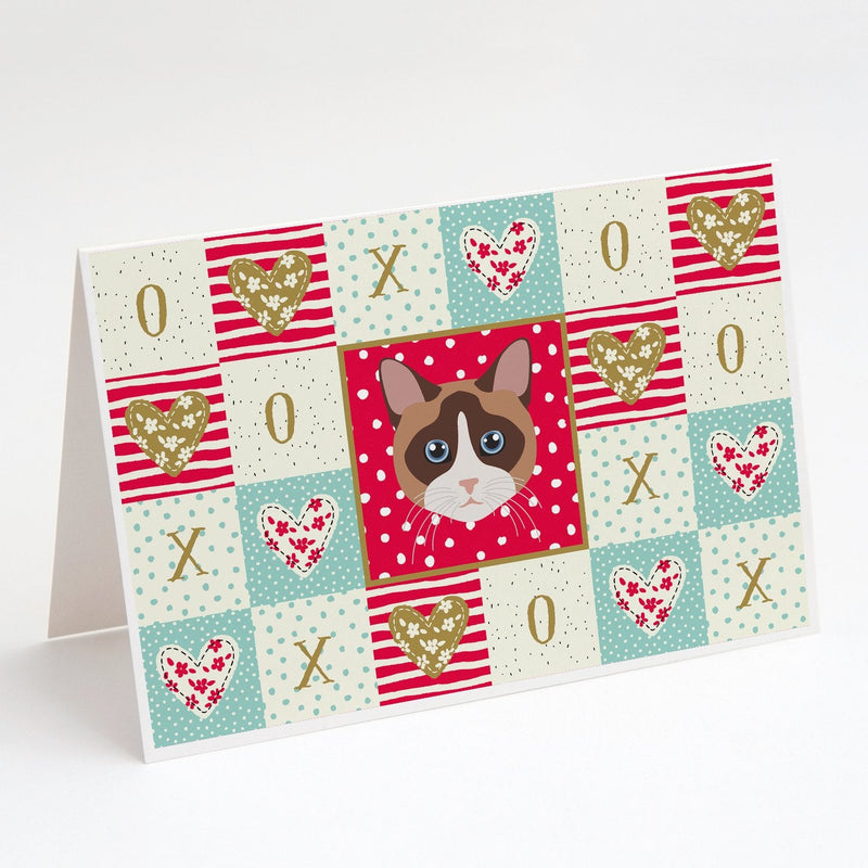 Snowshoe Cat Love Greeting Cards and Envelopes Pack of 8