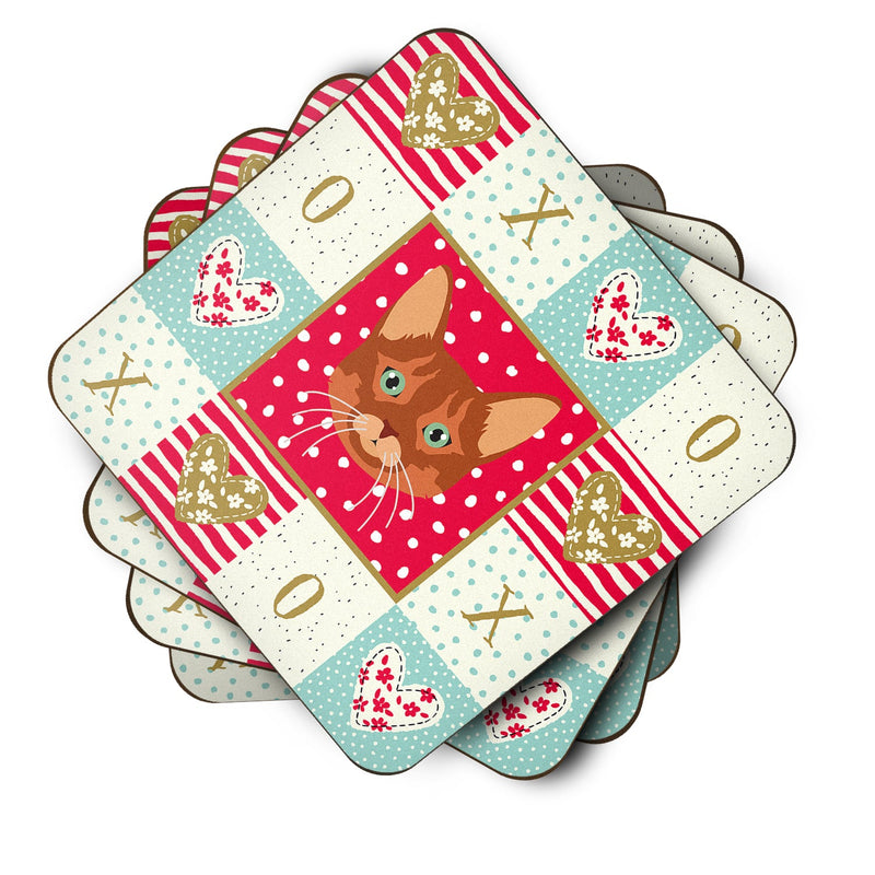Somali Cat Love Coasters - Set of 4 Lightweight Foam, Absorbent Drink Coasters  CK5169FC