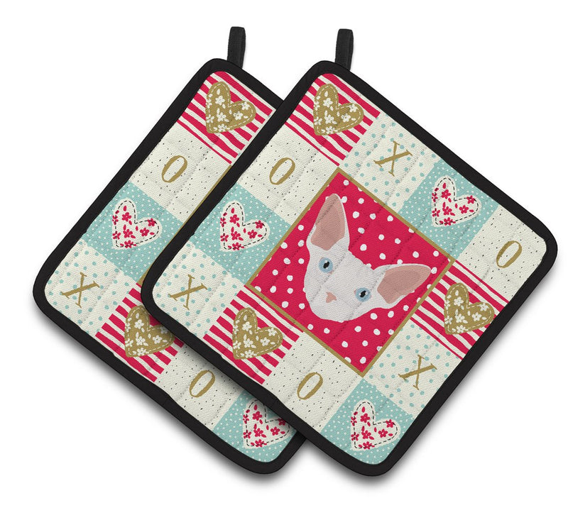 Sphynx Cat Love Pair of Pot Holders CK5170PTHD