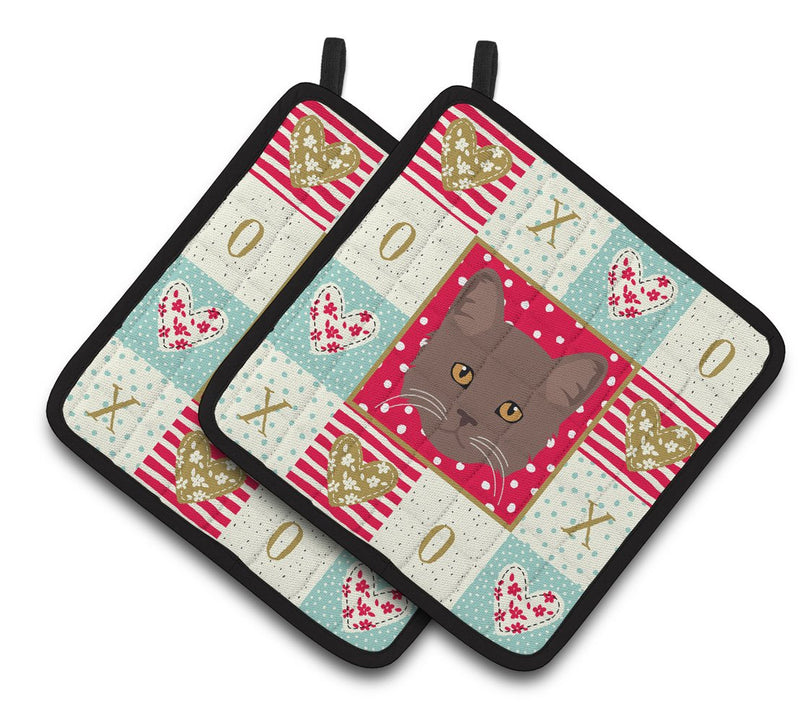 York Chocolate Cat Love Pair of Pot Holders CK5178PTHD