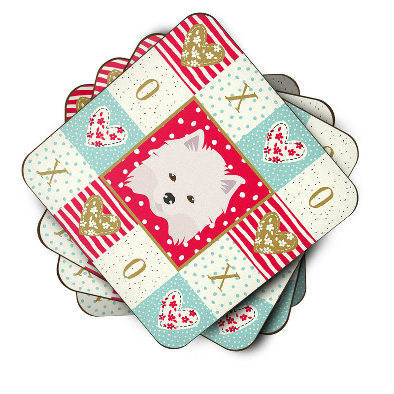 American Eskimo Love Coasters - Set of 4 Lightweight Foam, Absorbent Drink Coasters  CK5181FC