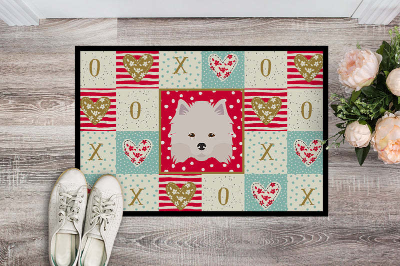 American Eskimo Love Doormat - 18x27 Decorative Floor Mat – Indoor/Outdoor Rug with Artistic Flair CK5181MAT