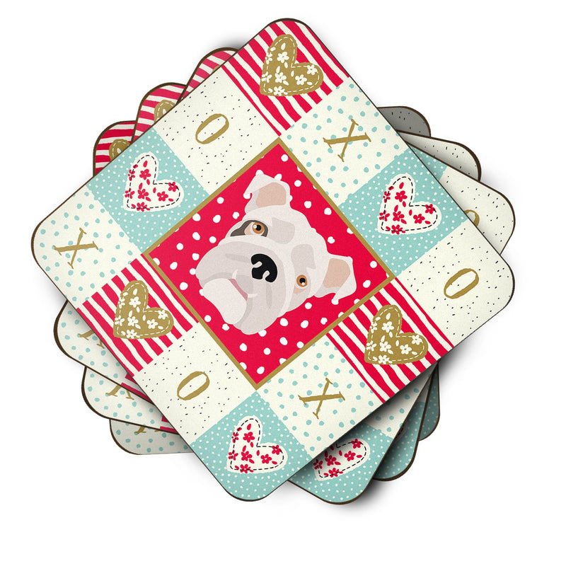 English Bulldog Love Coasters - Set of 4 Lightweight Foam, Absorbent Drink Coasters  CK5197FC