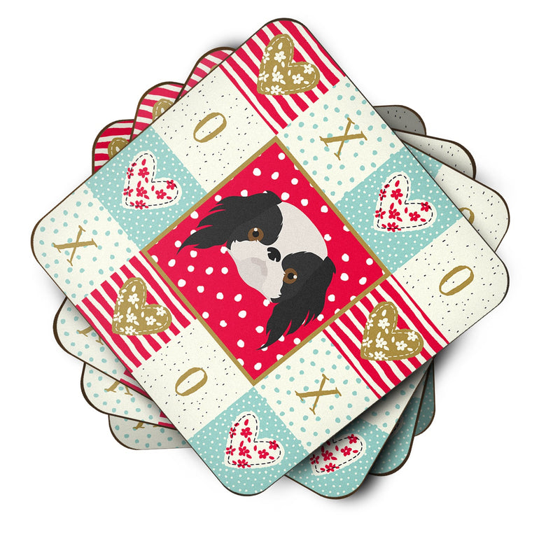 Japanese Chin Love Coasters - Set of 4 Lightweight Foam, Absorbent Drink Coasters  CK5209FC