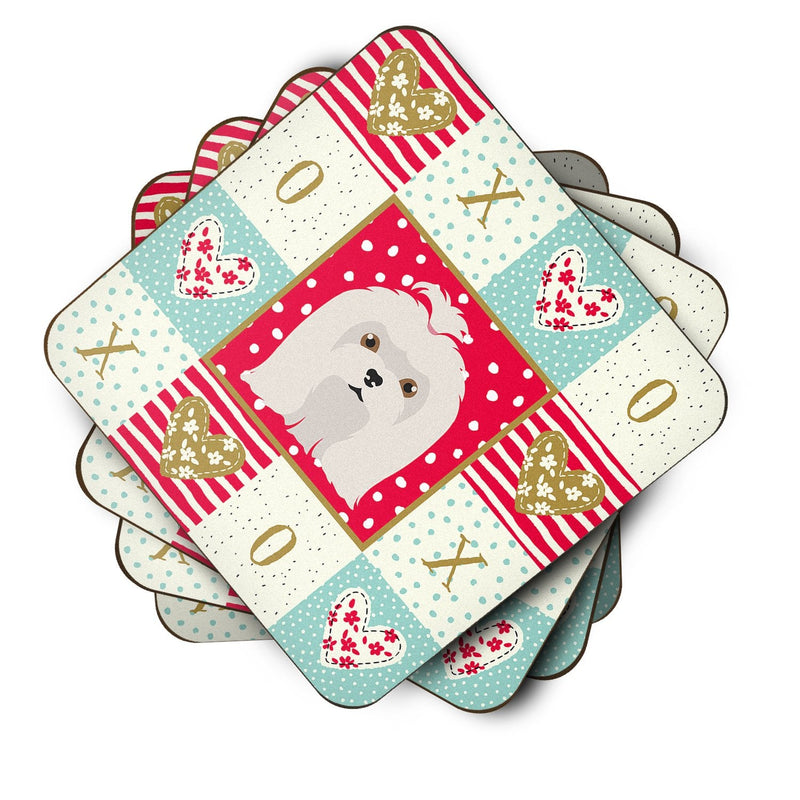 Maltese Love Coasters - Set of 4 Lightweight Foam, Absorbent Drink Coasters  CK5217FC