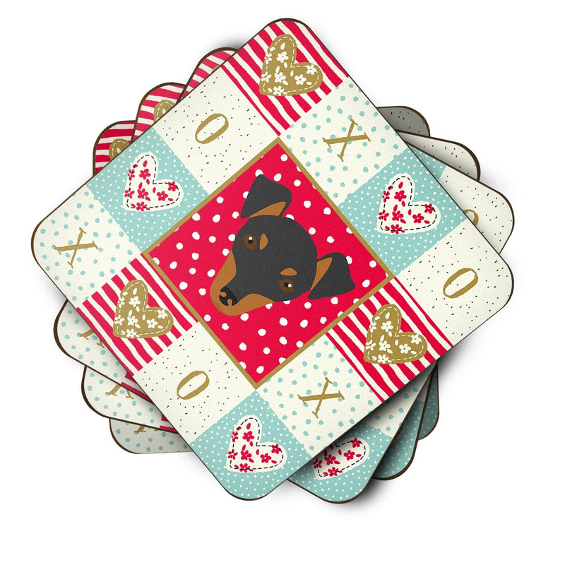 Manchester Toy Terrier Love Coasters - Set of 4 Lightweight Foam, Absorbent Drink Coasters  CK5218FC