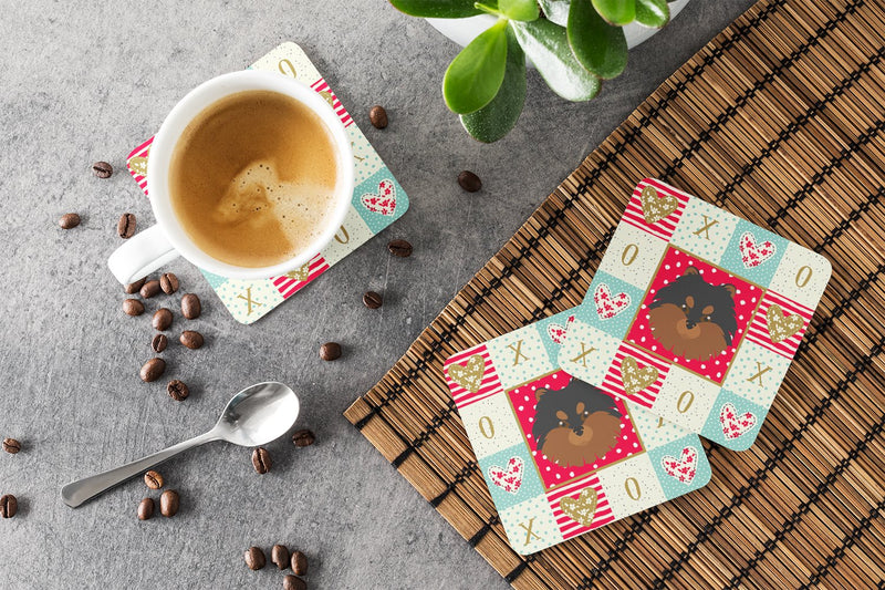 Pomeranian Love Coasters - Set of 4 Lightweight Foam, Absorbent Drink Coasters  CK5228FC
