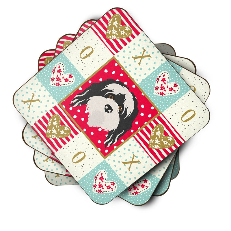 Tibetan Terrier Love Coasters - Set of 4 Lightweight Foam, Absorbent Drink Coasters  CK5241FC