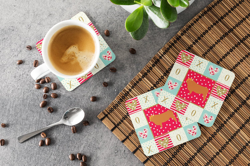 Highland Cow Love Coasters - Set of 4 Lightweight Foam, Absorbent Drink Coasters  CK5247FC