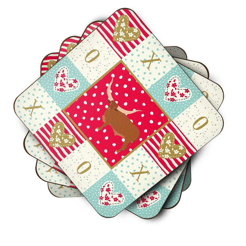 Ankole-Watusu Cow Love Coasters - Set of 4 Lightweight Foam, Absorbent Drink Coasters  CK5250FC