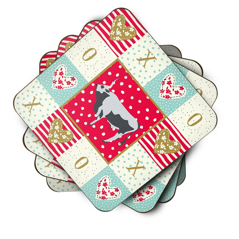 Hungarian Grey Steppe Cow Love Coasters - Set of 4 Lightweight Foam, Absorbent Drink Coasters  CK5251FC