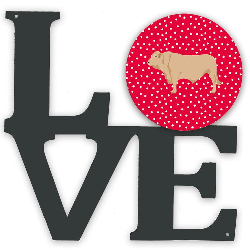 Charolais Cow Love Decorative Wall Art – Artist-Designed Metal Print for Home or Office CK5253WALV