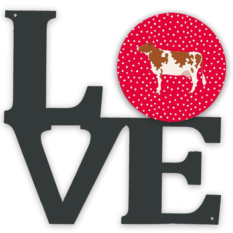 Ayrshire Cow Love Metal Wall Artwork LOVE CK5254WALV