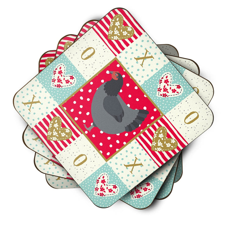 Jersey Giant Chicken Love Coasters - Set of 4 Lightweight Foam, Absorbent Drink Coasters  CK5262FC