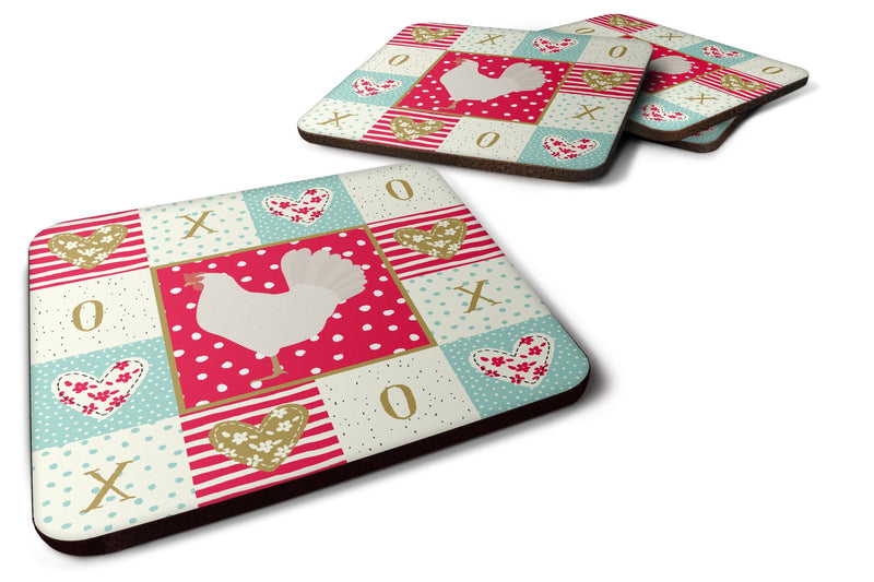 Leghorn Chicken Love Coasters - Set of 4 Lightweight Foam, Absorbent Drink Coasters  CK5267FC