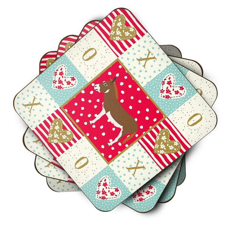 Miniature Mediterranian Donkey Love Coasters - Set of 4 Lightweight Foam, Absorbent Drink Coasters  CK5274FC