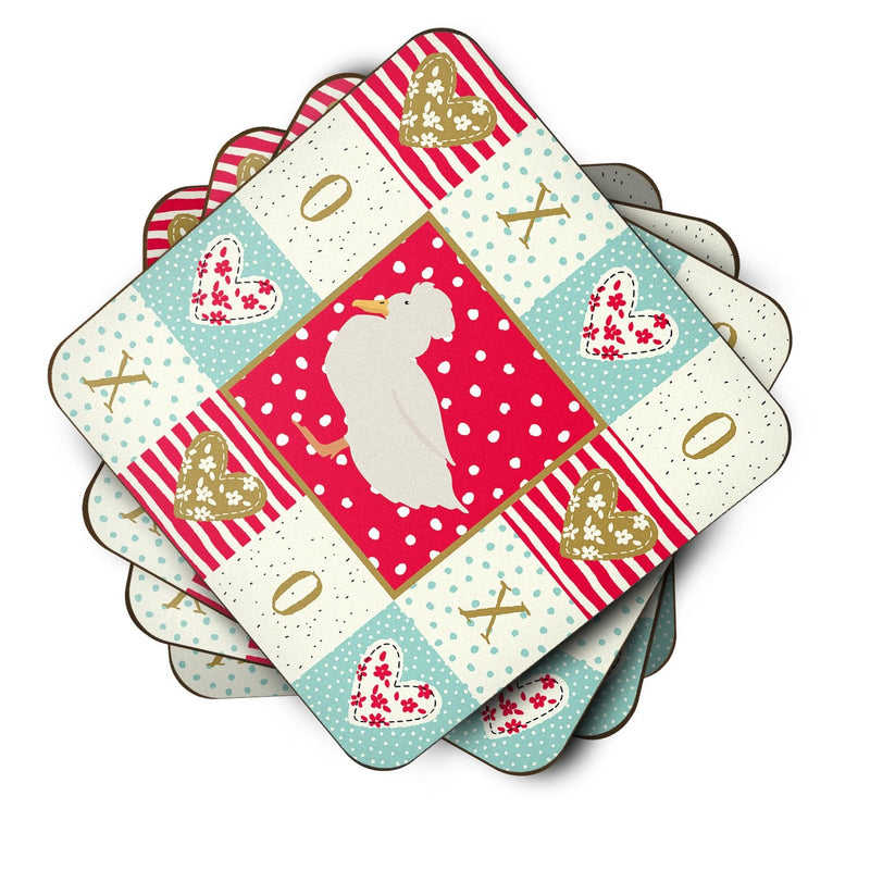 Crested Duck Love Coasters - Set of 4 Lightweight Foam, Absorbent Drink Coasters  CK5284FC