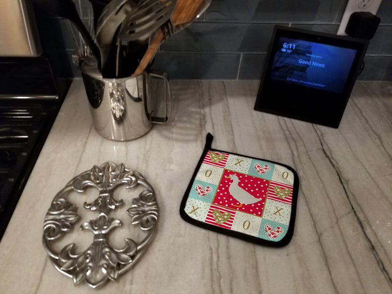 American Pekin Duck Love Pot Holders - Set of 2 - Heat-Resistant Kitchen Essentials CK5287PTHD